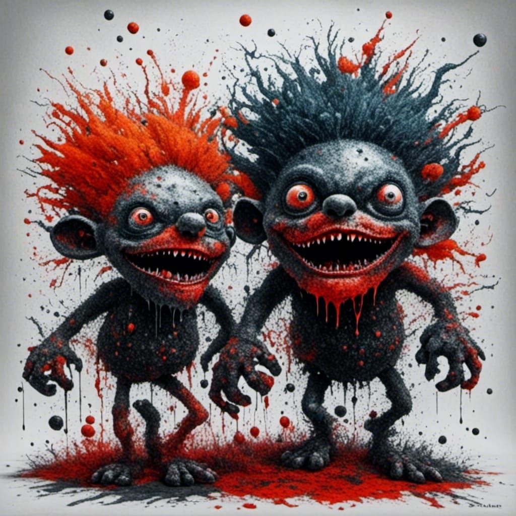 Trolls Enjoying Red Bull: Graffiti Art Style