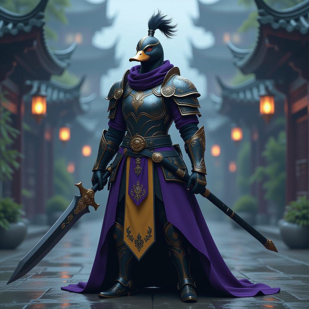 Duck Warrior in Dark Fantasy Style