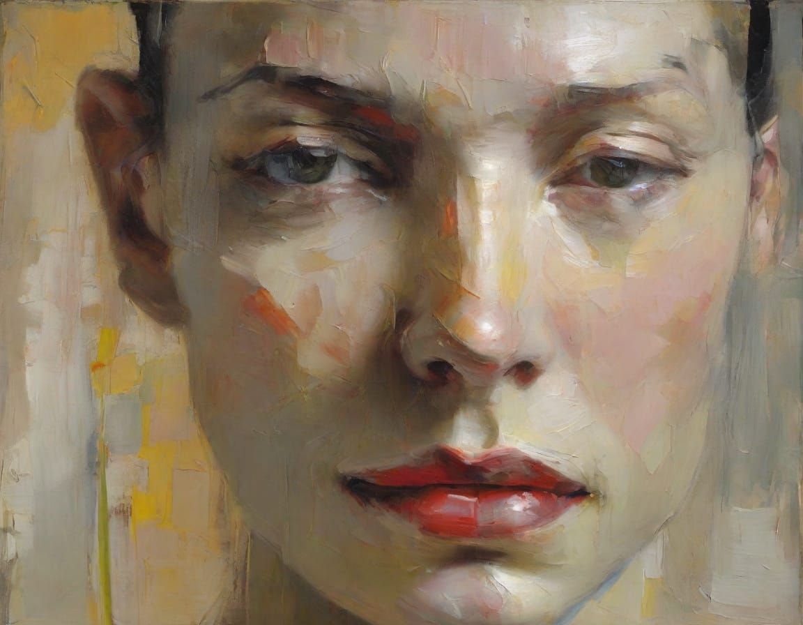 Emotional Figure in Sfumato Impressionist Oil Painting