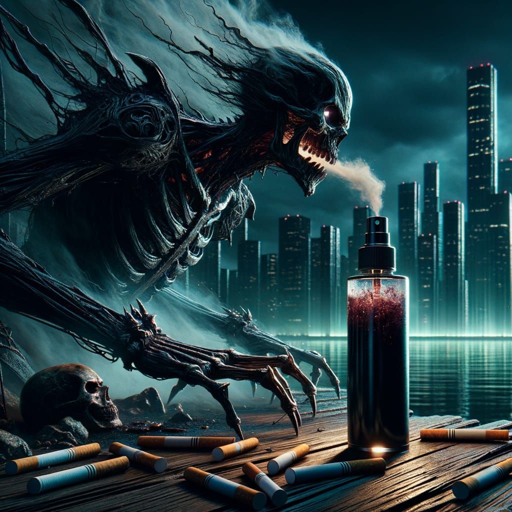 Menacing Poison Bottle Display in Dark Fantasy Style