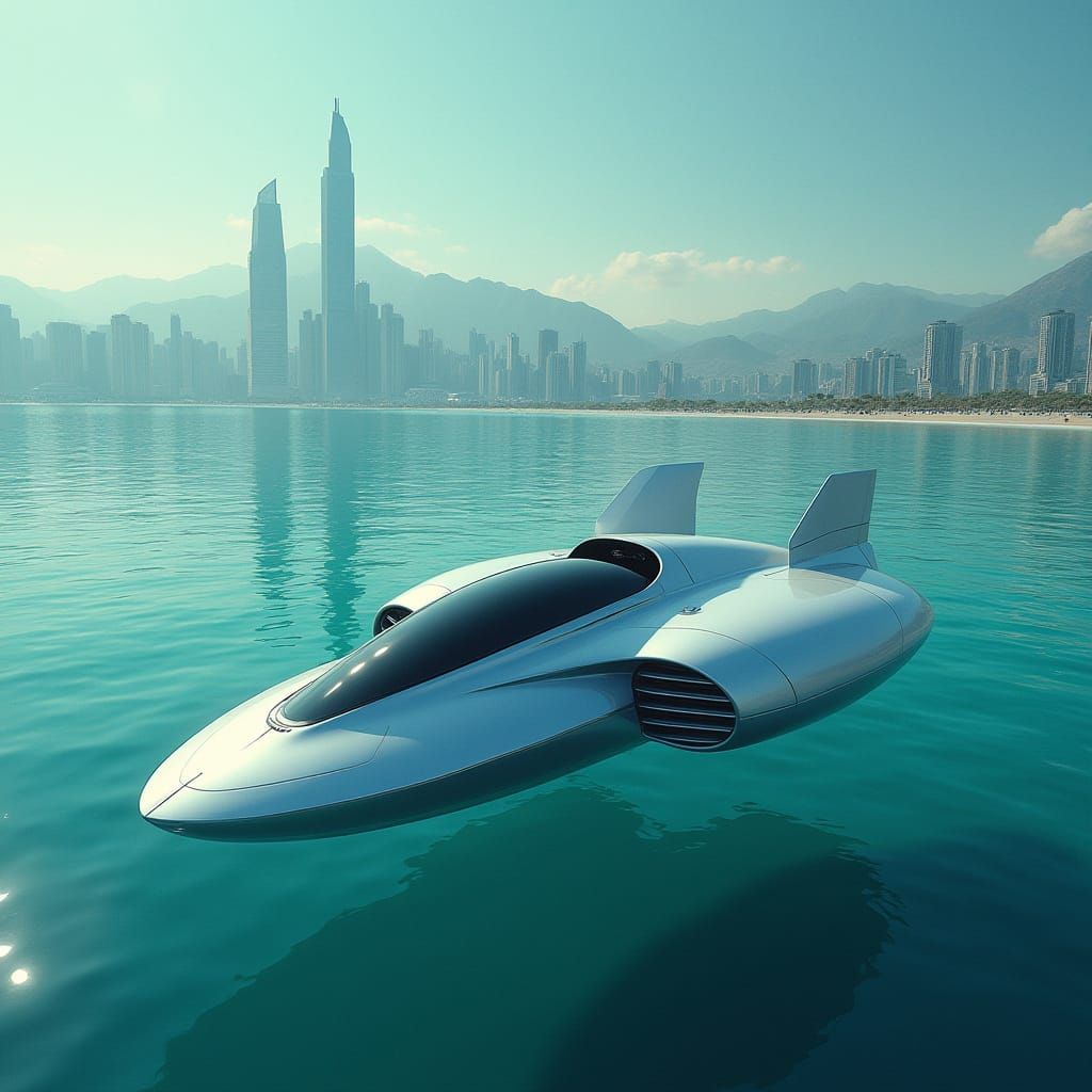 Time-Traveling Futuristic Vehicle in Neon-Lit Metropolis