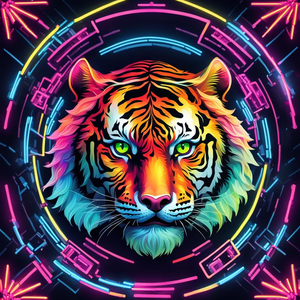 Neon Tiger: A Dance of Light and Color