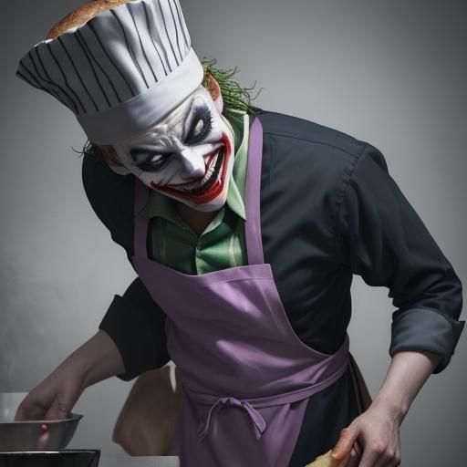 The Joker as Chef: Hyperrealistic Splash Art