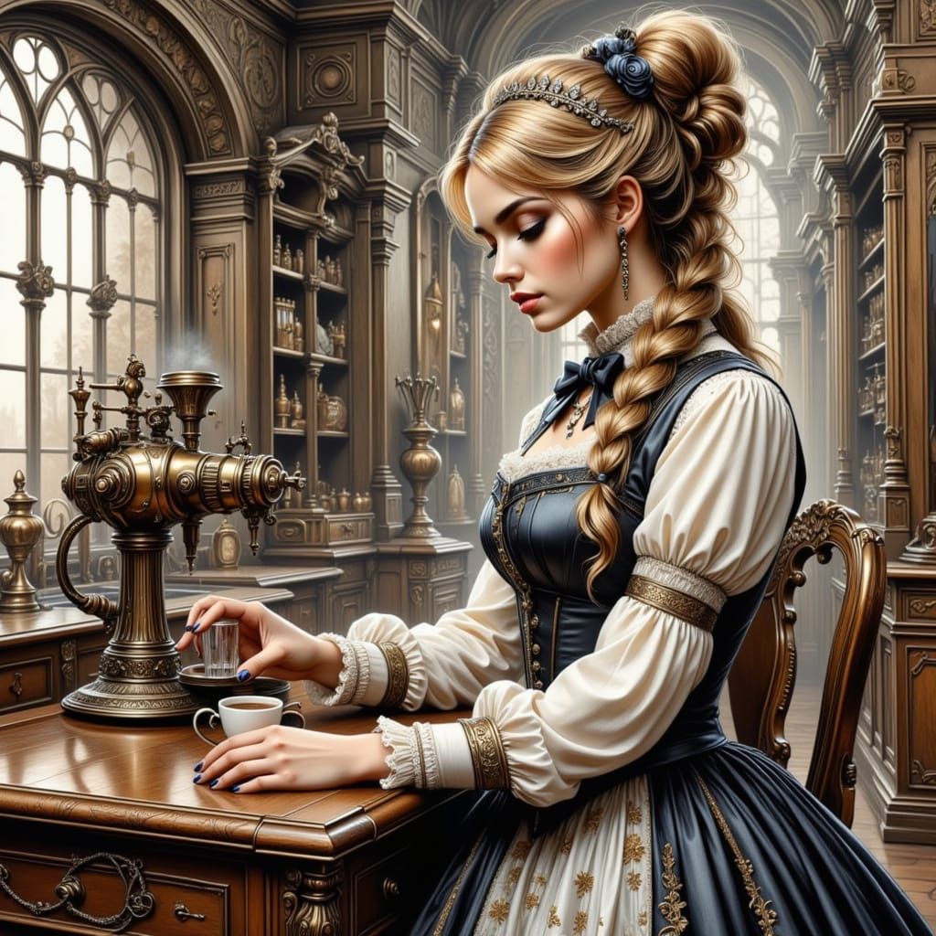 Steampunk Collage: 19th Century Kitchen Scene