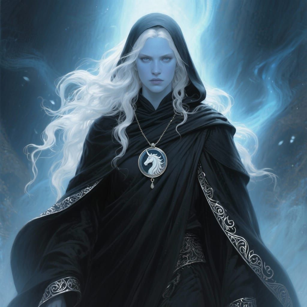 Mystical Monk with Unicorn Medallion in Fantasy Art Style