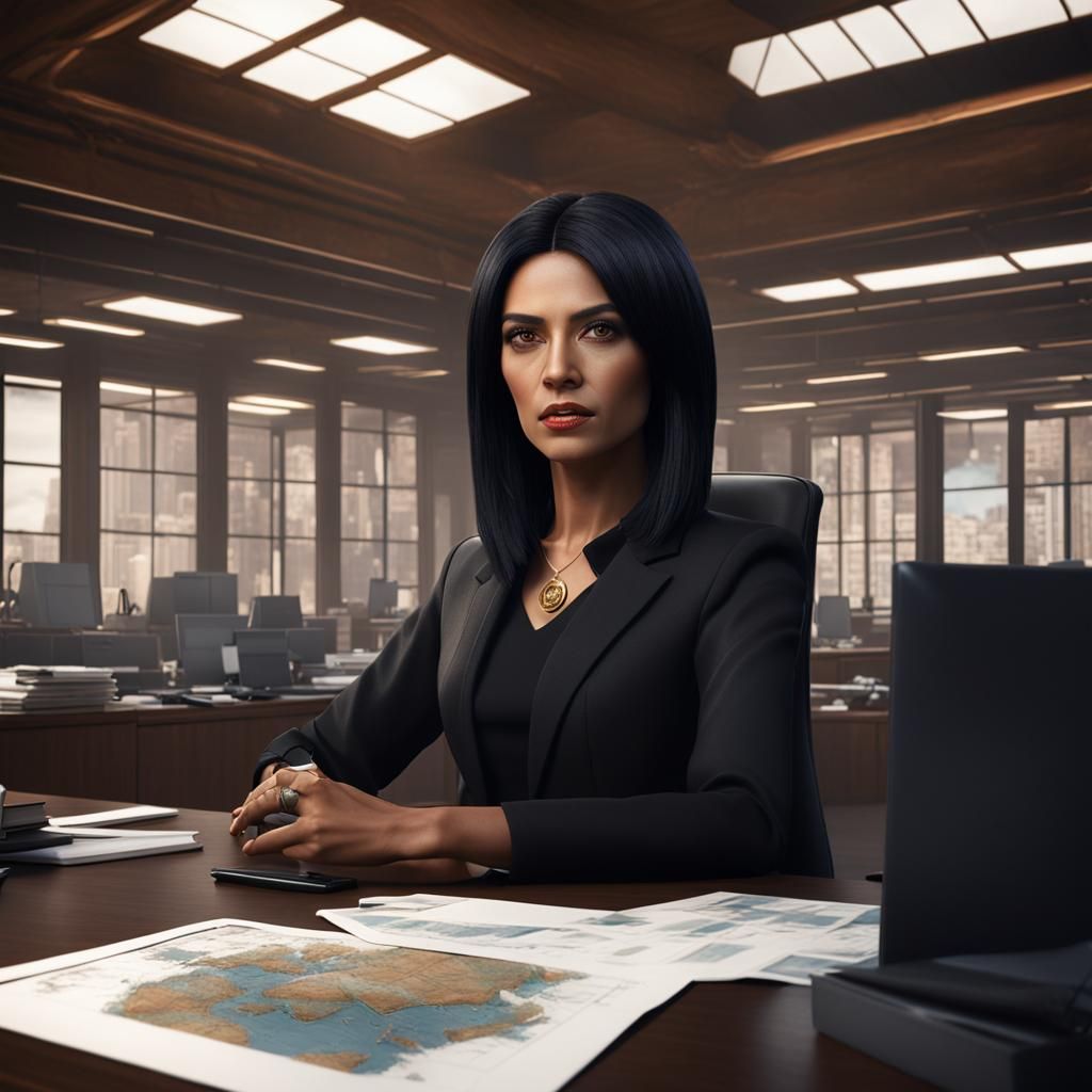 Latina Female Boss Portrait in Fantasy Concept Art