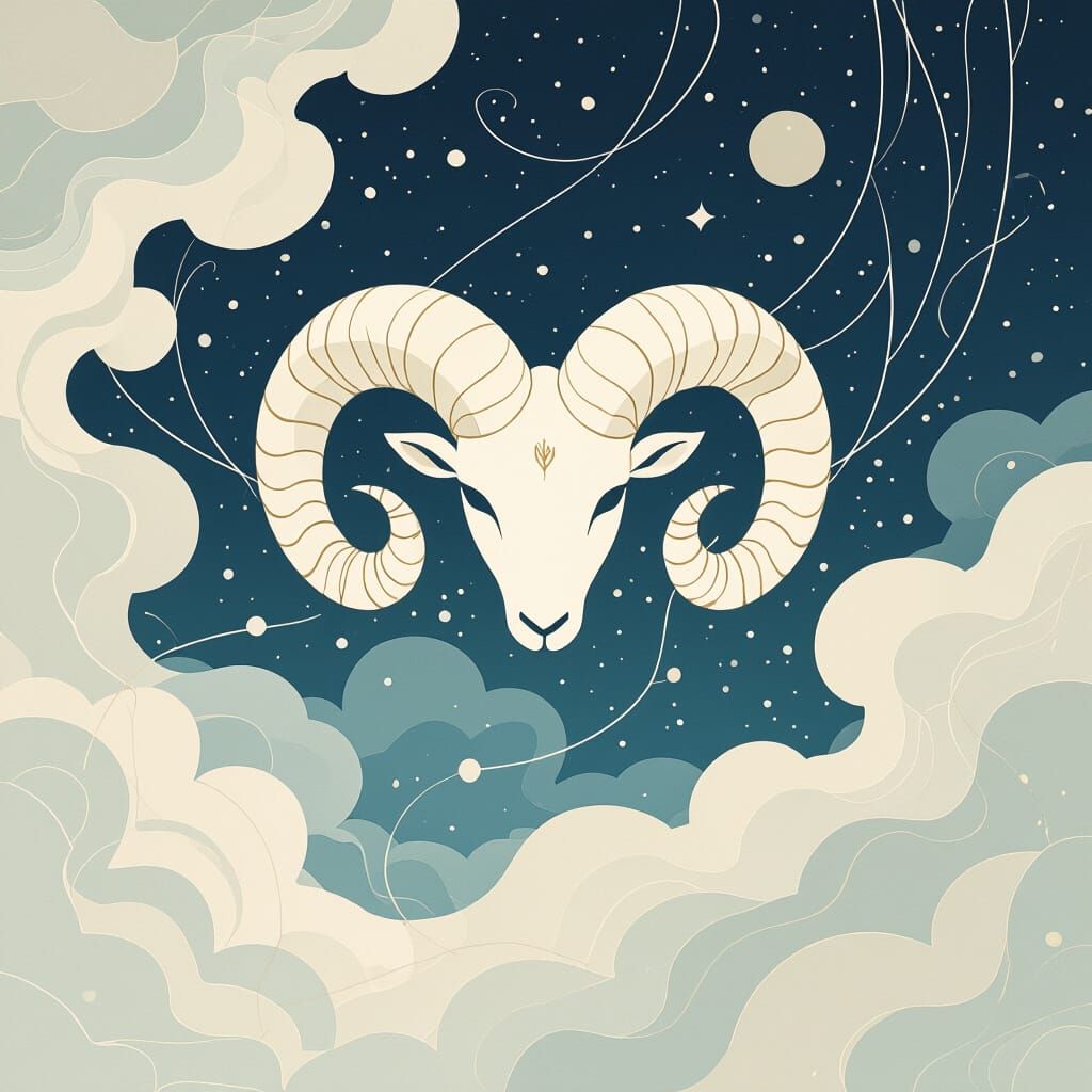 Aries Symbol in Dreamy Surrealist Style