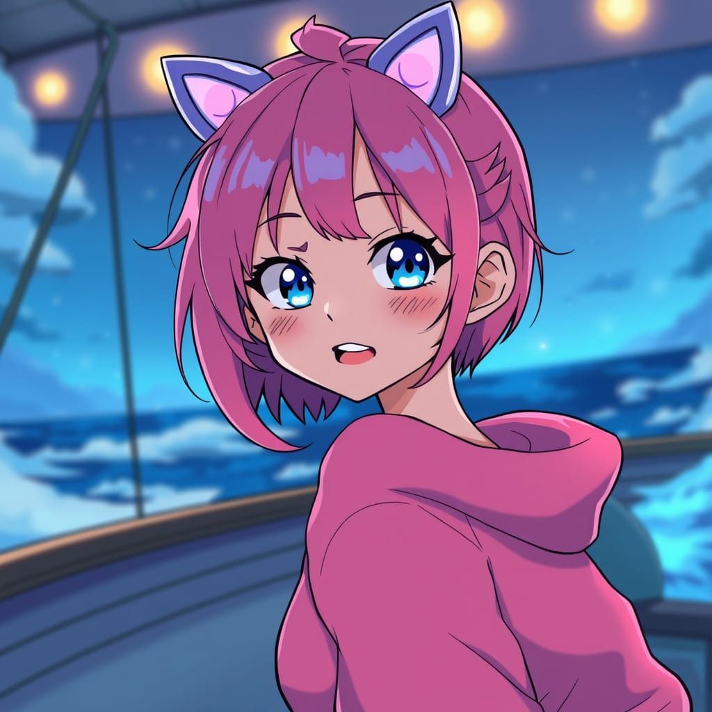 Surreal Anime Girl Embarks on One Piece World Adventure