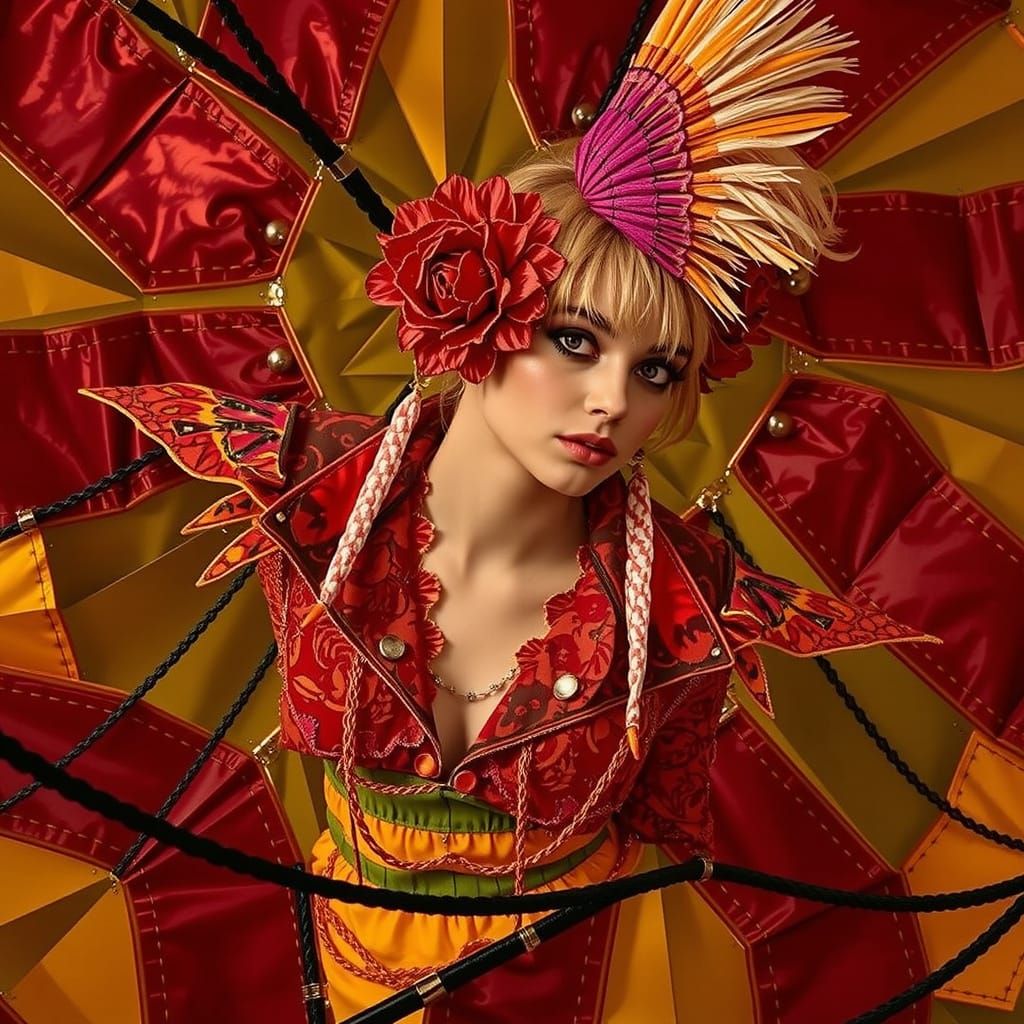 Flamboyant Woman in Clashing Patterns and Vibrant Colors