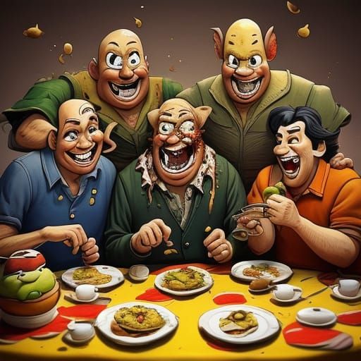 Playful Family Food Fight in Pixar Animation Style