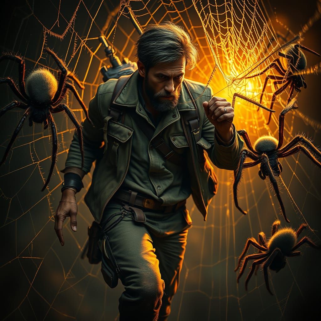 Adventurer's Peril: Cobwebs and Spiders in a Dark Cave