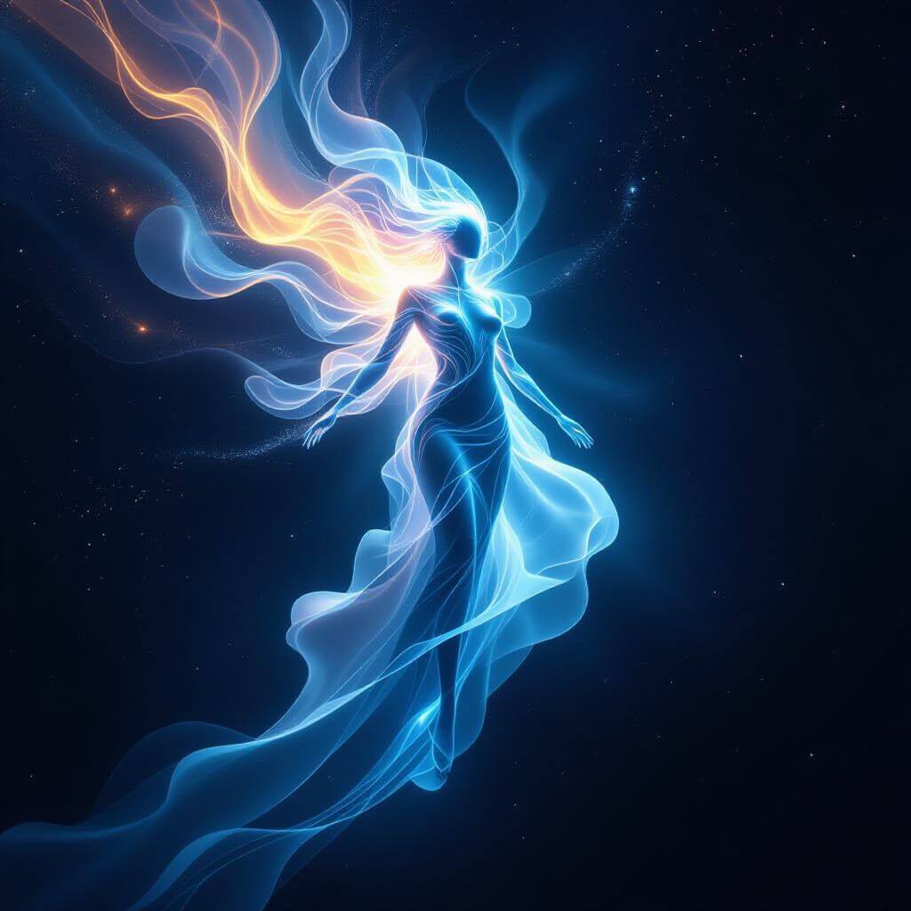 Ethereal Light Being in Cosmic Void