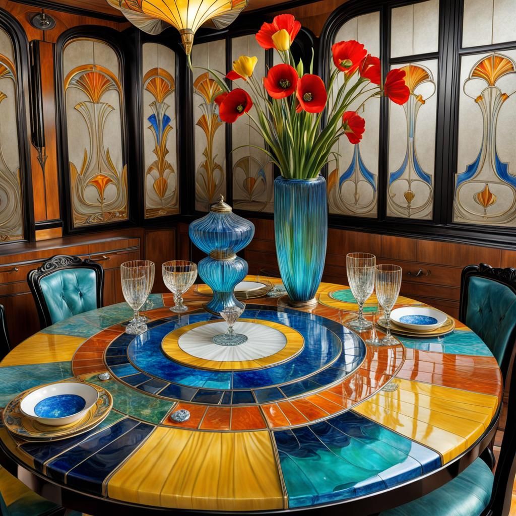 Kitchen Table Still Life: Art Deco Art Nouveau