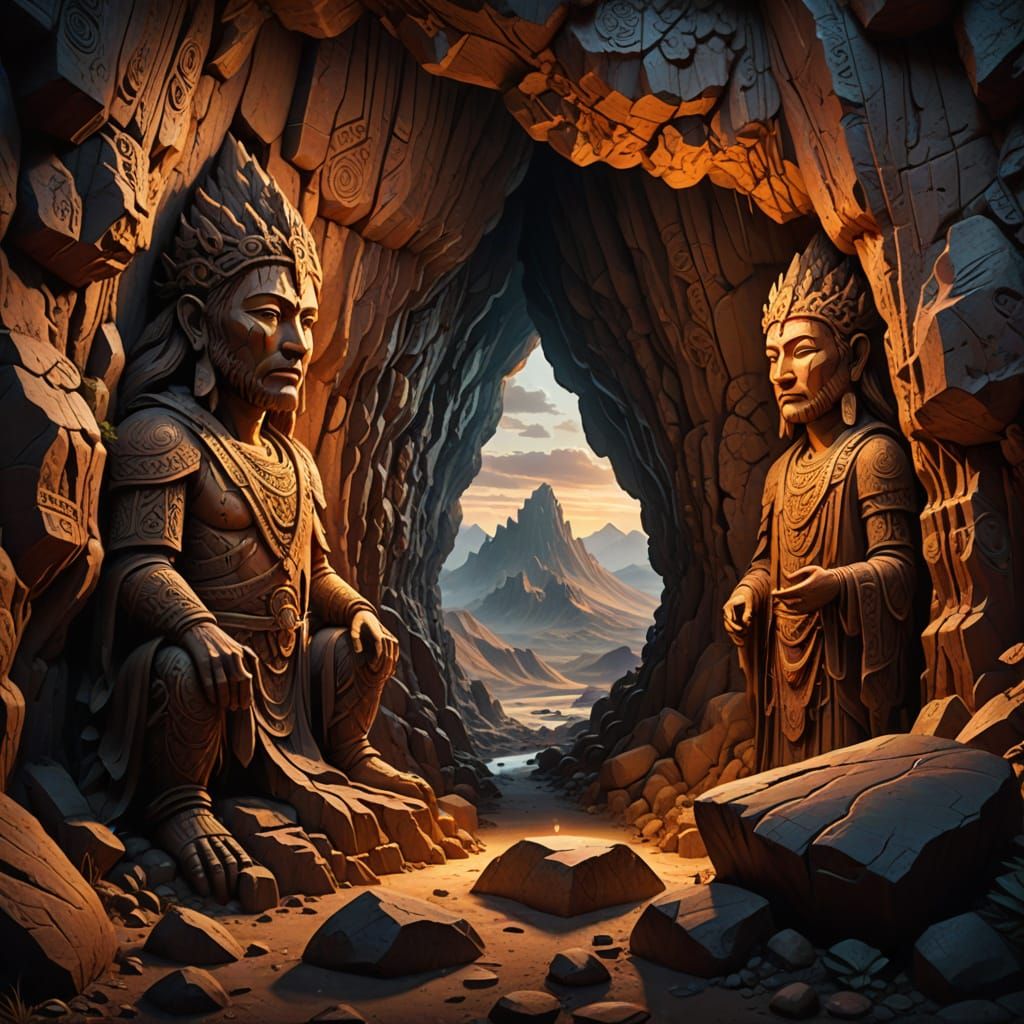 Ancient Faces Carved in Volcanic Cave