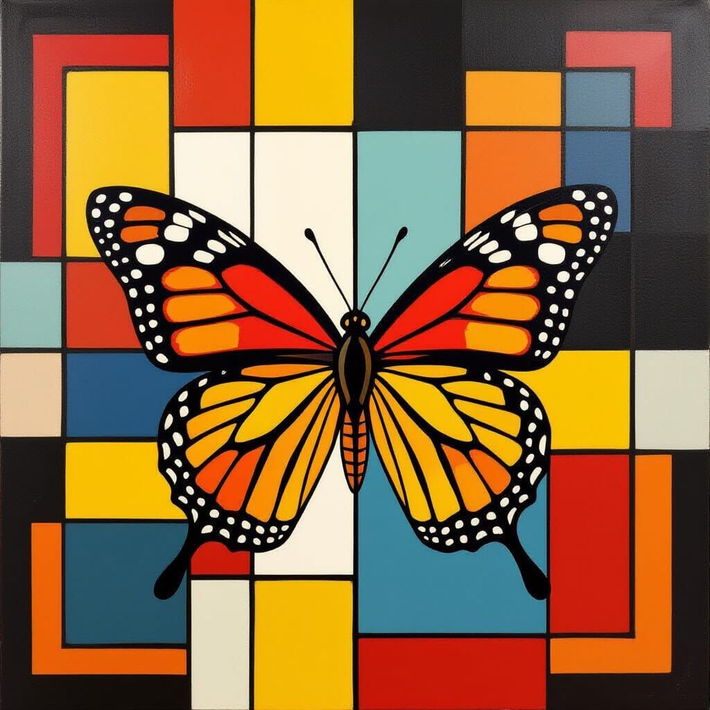 Butterfly in style of Mondrian