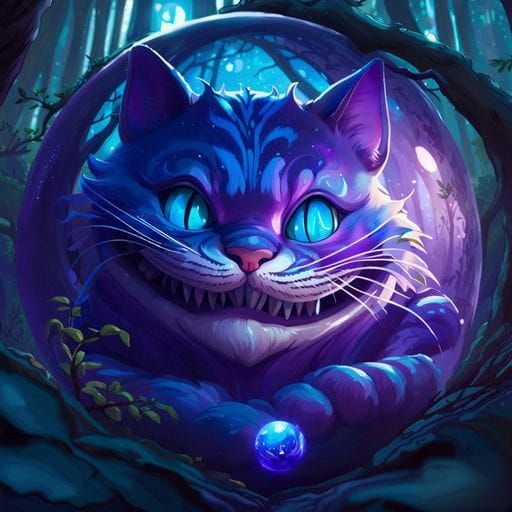 Cosmic Cheshire Cat in Orb: Detailed Forest Landscape