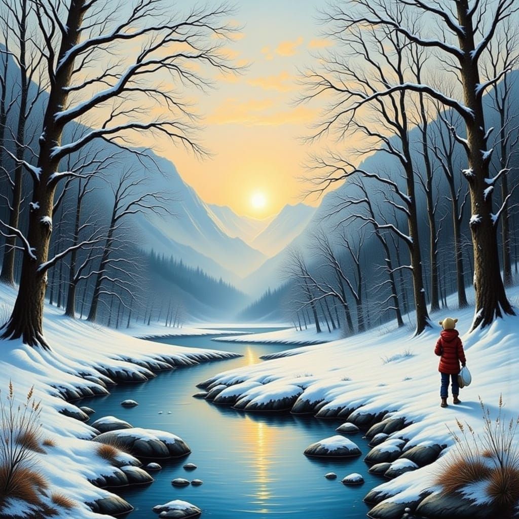 Impasto Winter Nature Painting