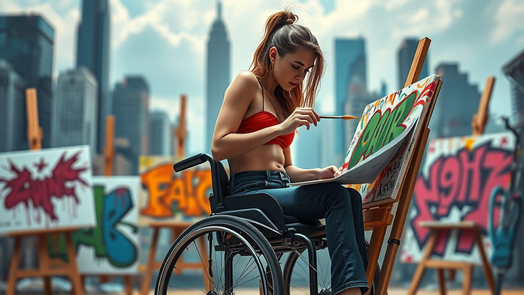 Street Artist in Wheelchair Creates Fantasy Art