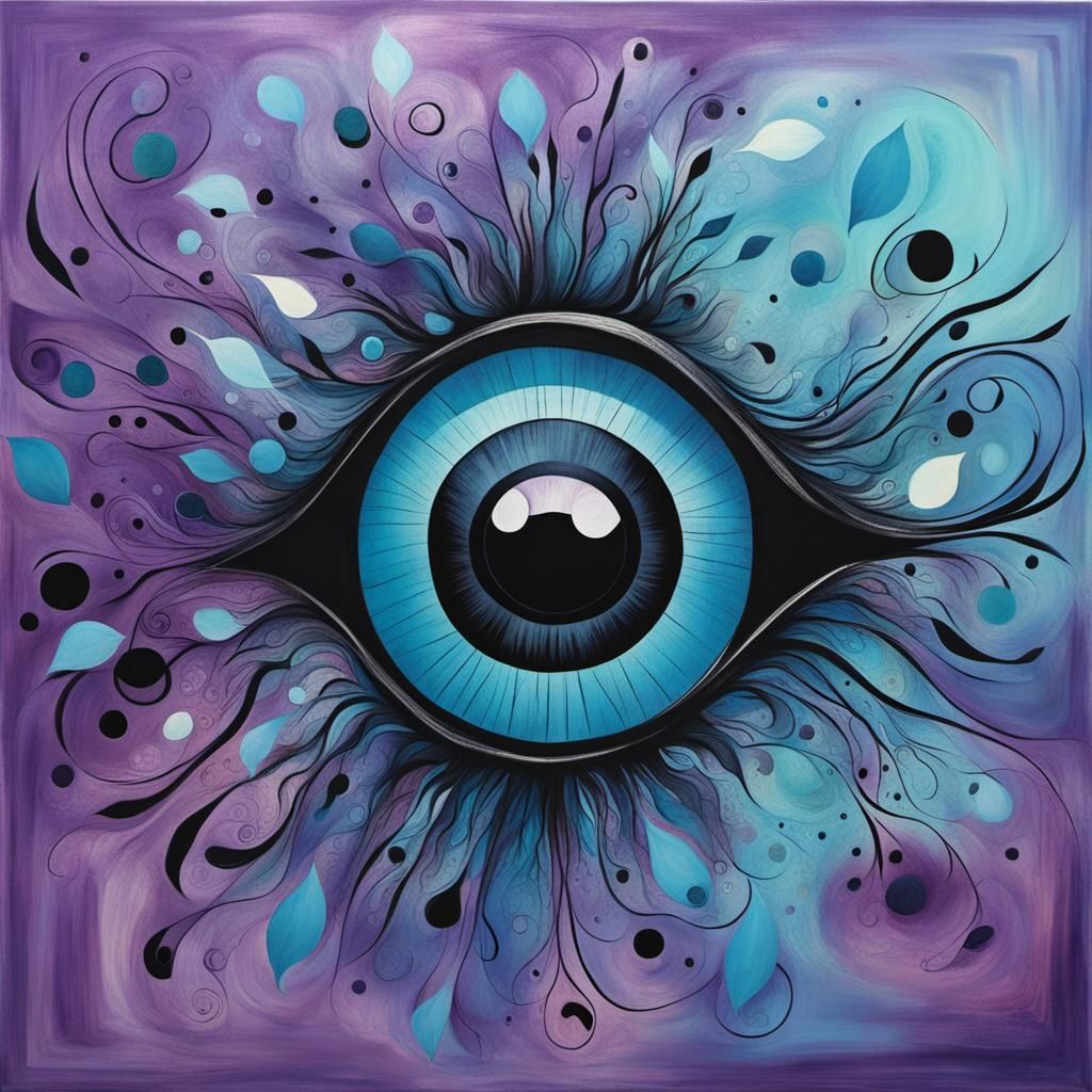 Mysterious Eyes Floating in Abstract Art