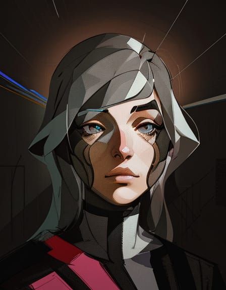 Minimalist Linear Portrait in Pastel Colors