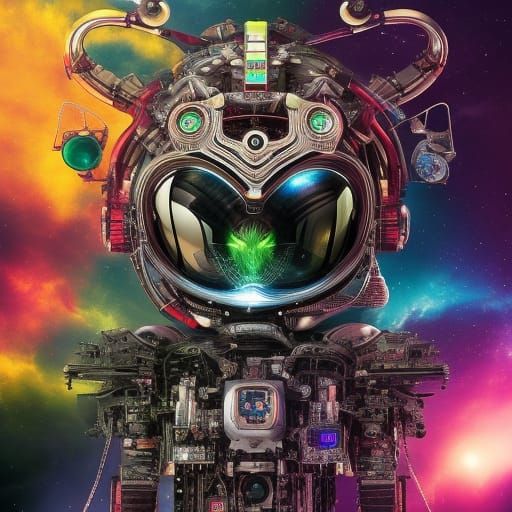 Cyberpunk Alien Hacker in Cyber Noir Style