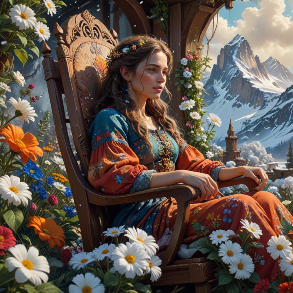 Mother Nature Gaia in Maximalist Gouache Style