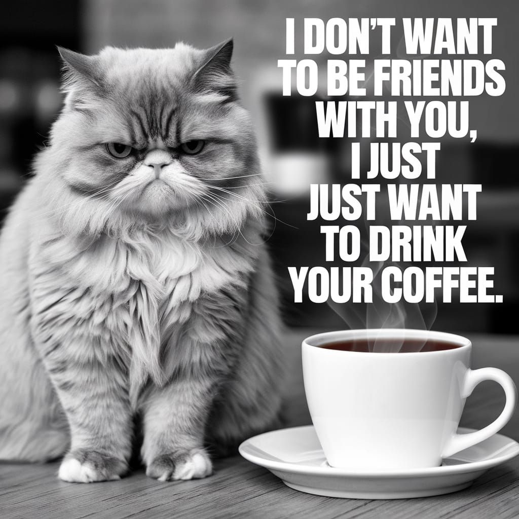 Sarcastic Cat at the Coffee Cup