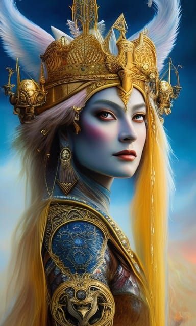 Goddess Freya: Hyperdetailed Whimsical Portrait Painting