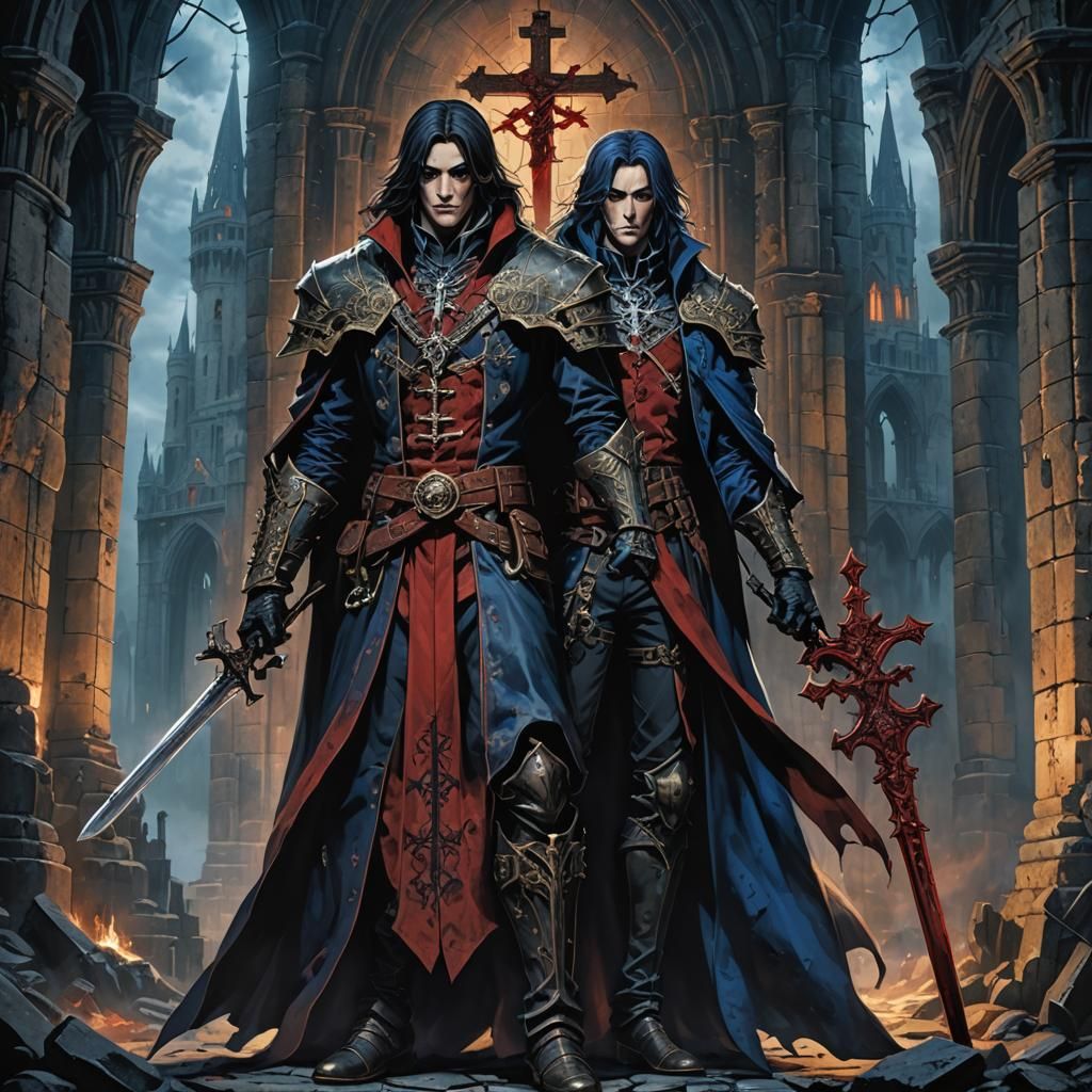 Dhampir in Ruined Castle, Gothic Dark Fantasy