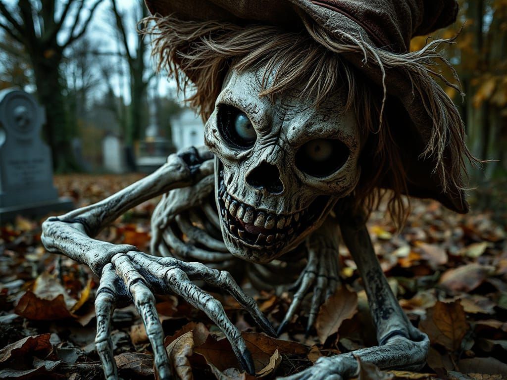 Hollow-Eyed Scarecrow Rises in Victorian Graveyard