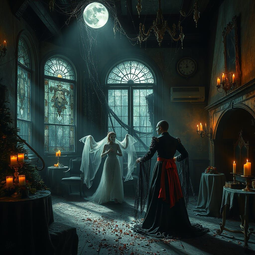 Haunted Masquerade Ball in Decaying Ballroom