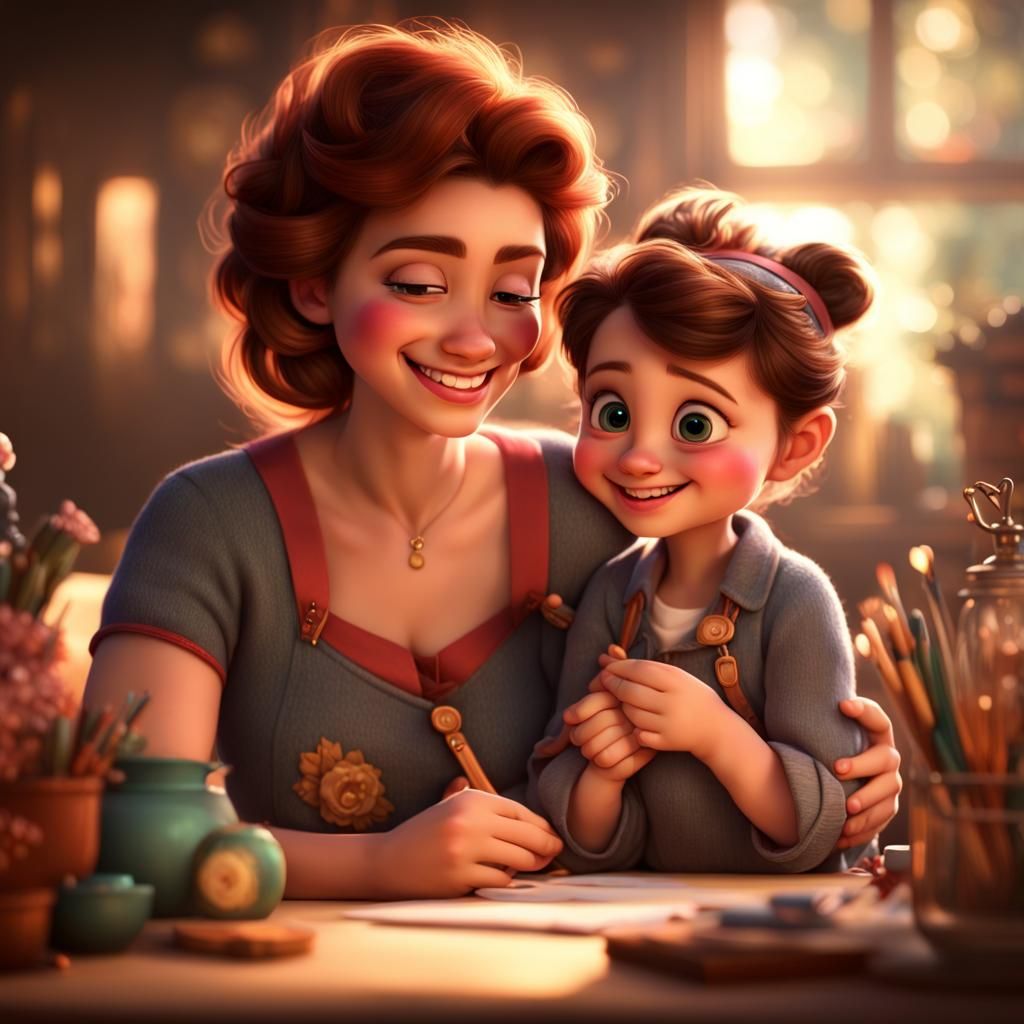 Disney Pixar Mom and Child Art Project