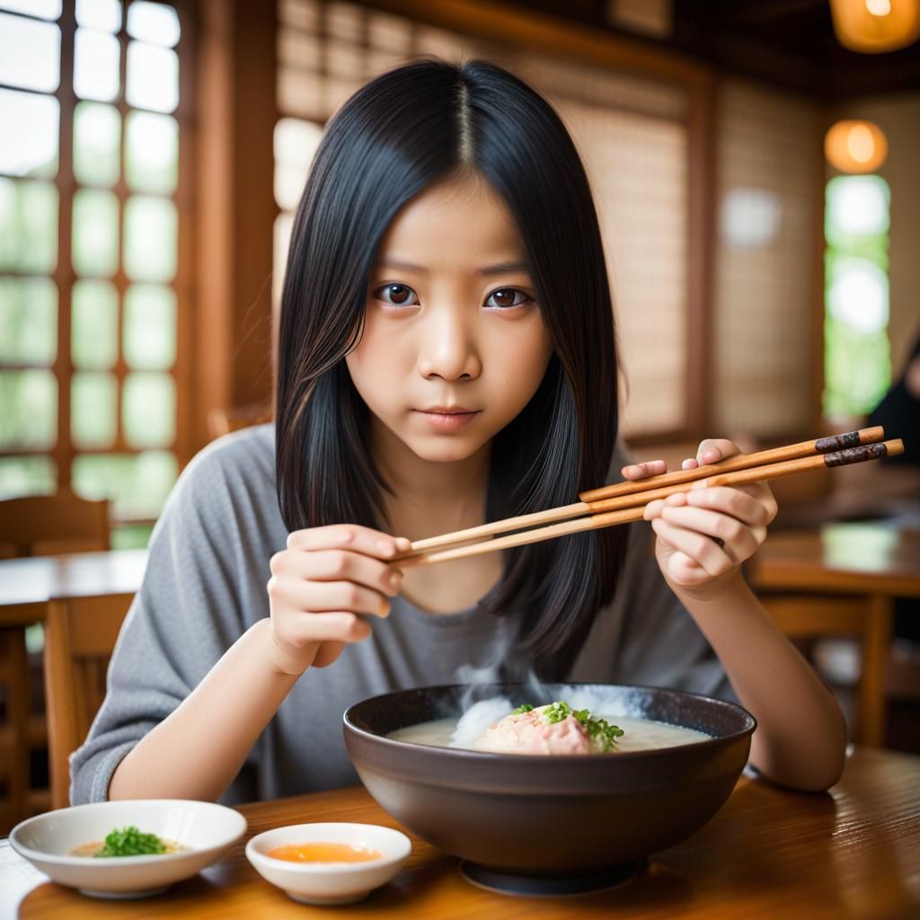 Girl Ready to Eat Ramen: Professional Photography