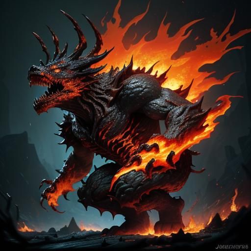 Netherrack Creature Reaching Upwards as Matte Painting