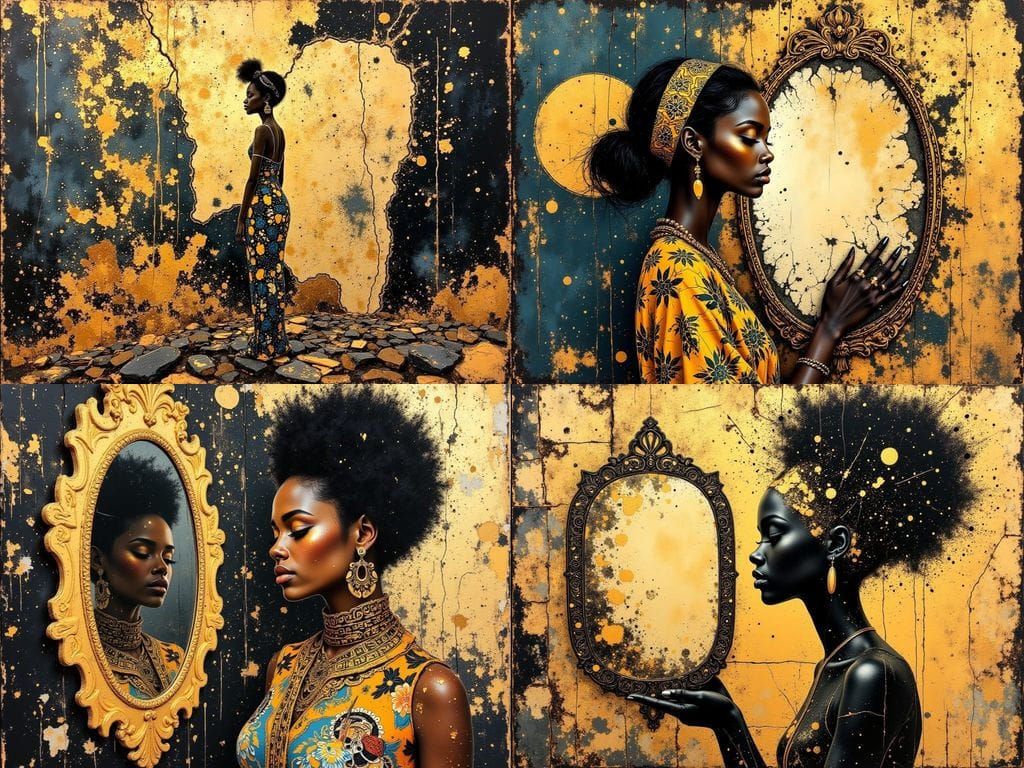 Woman and Mirror: Past Troubles in African Motif Style