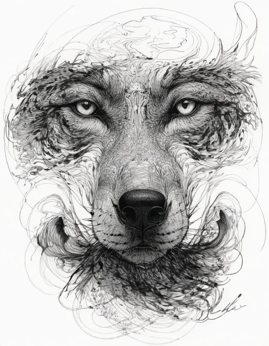 Pen an ink of a wolf