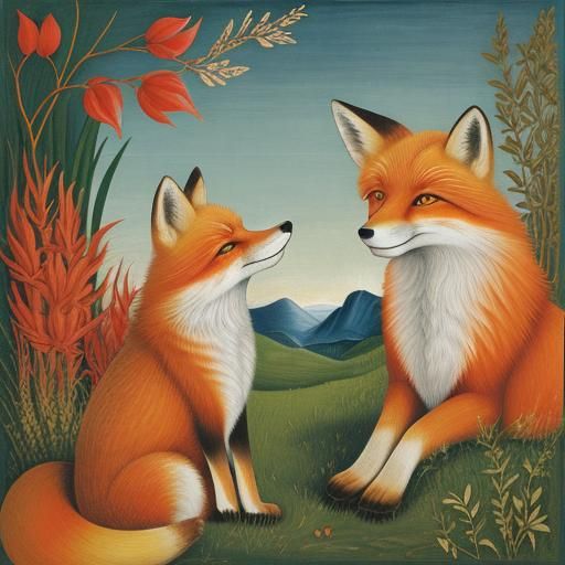 Red Fox Portrait in Renaissance Style