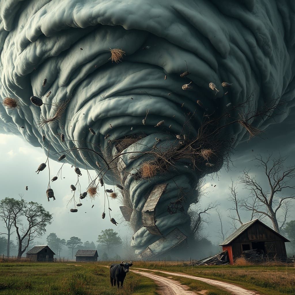 Tornado Devastation in Hyperrealistic Digital Art
