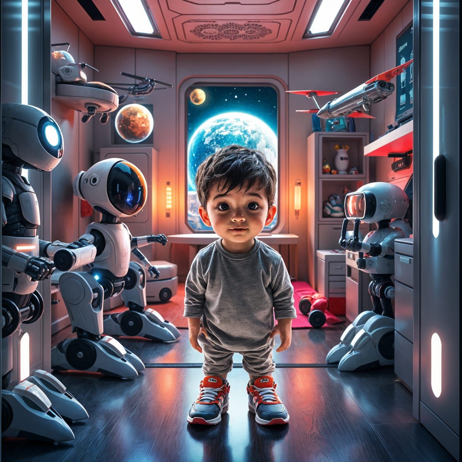 Futuristic Toys Spark Child's Wonder: Hyperrealistic Art