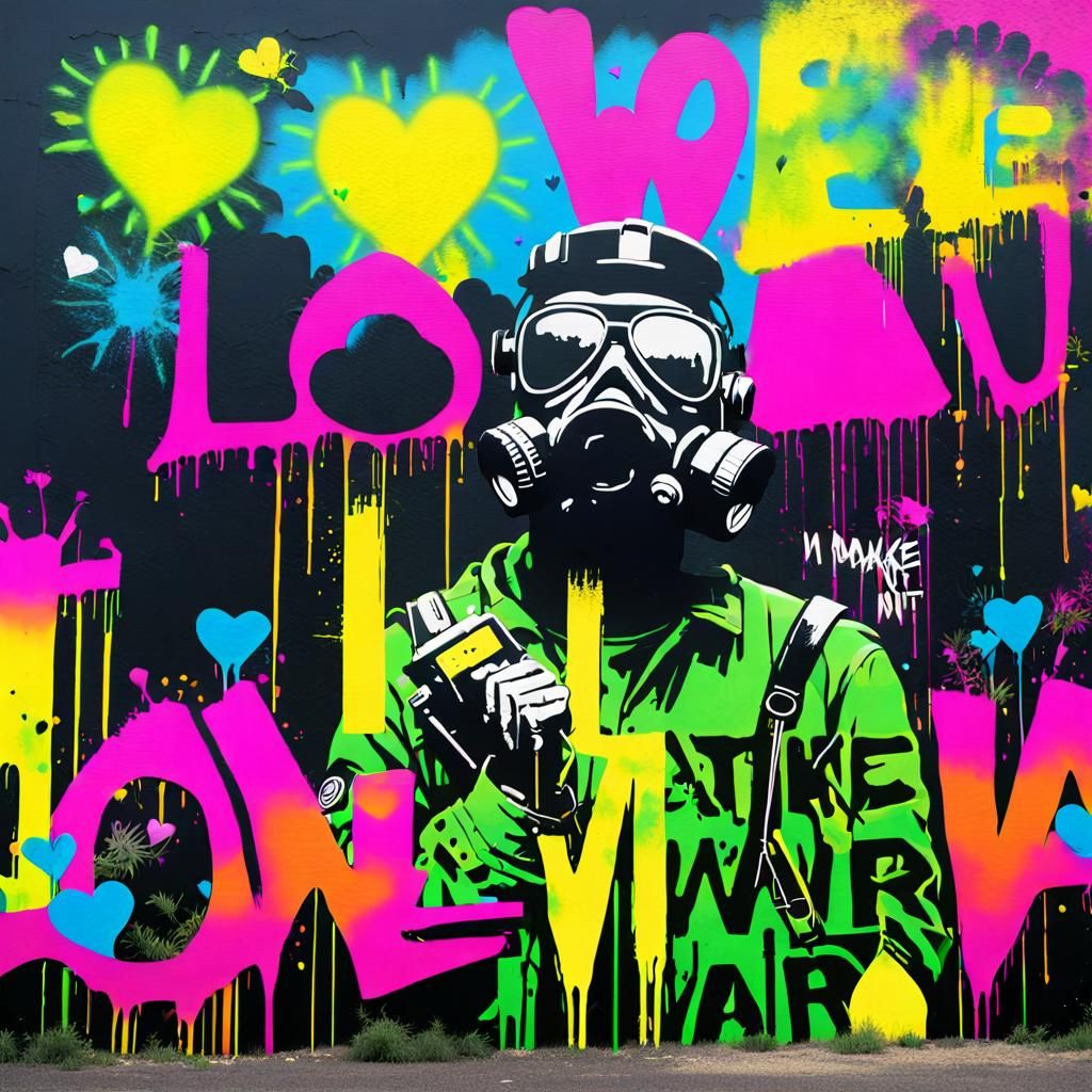 Make Love Not War Banksy Style