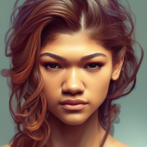 Zendaya Portrait in Hyperdetailed Style