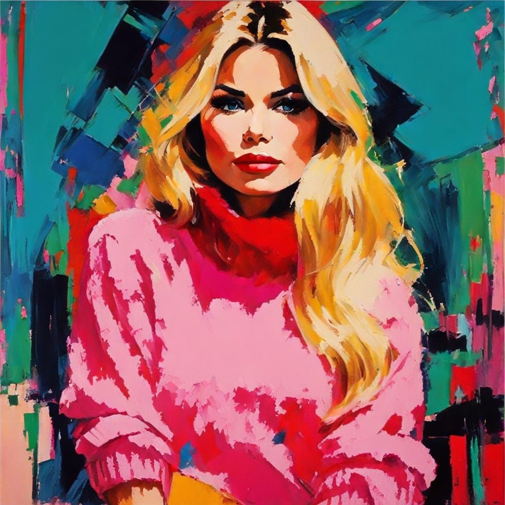 Colorful Expressionistic Portrait as Pop Art Painting