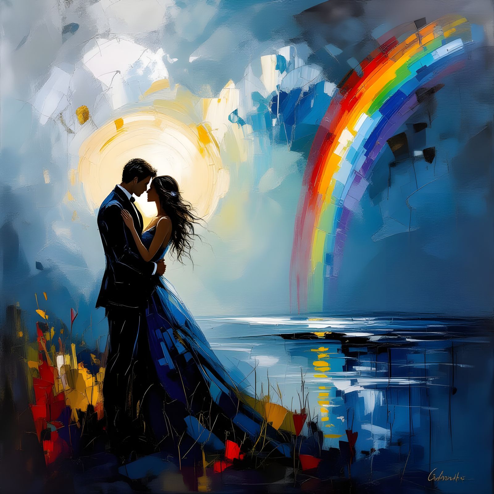 Romantic Oil Painting of Love and Betrayal