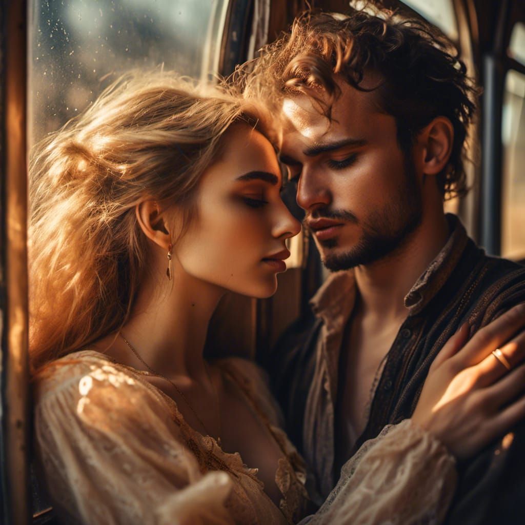 Heartbroken Farewell: A Couple's Agony in Golden Light