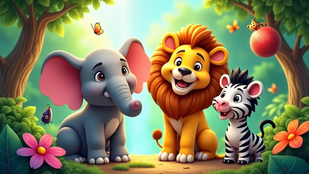 Jungle Adventure: Lion, Elephant, and Zebra