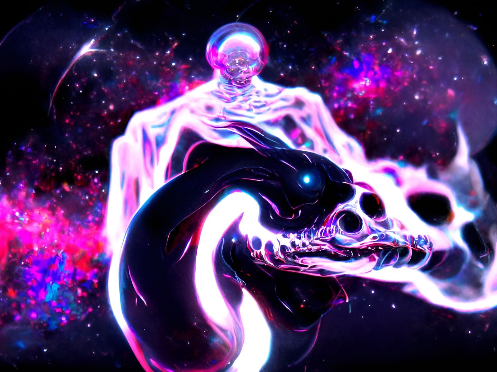 Cosmic Serpent: Holographic Astral Illustration