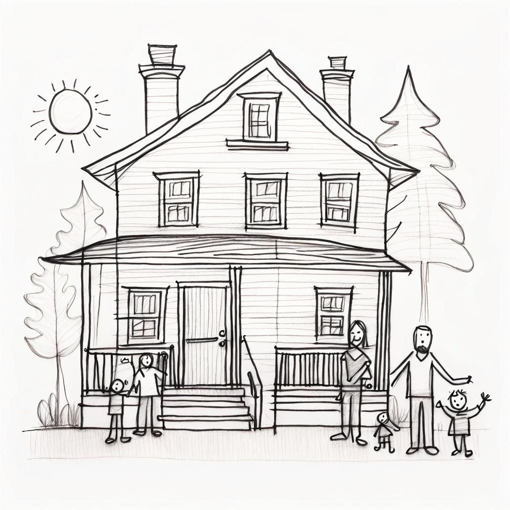 Child’s drawing of house and family 🏡