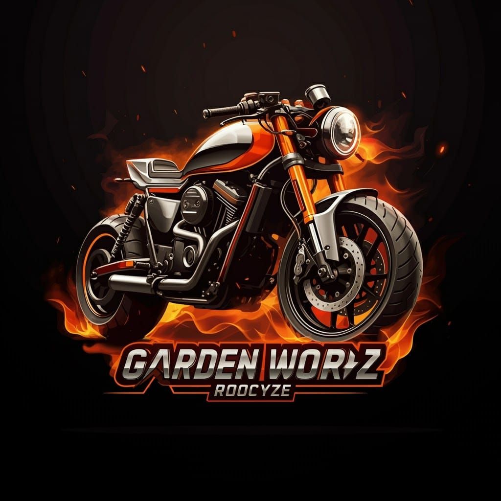 Futuristic Motorcycle Logo with Fiery Graphics