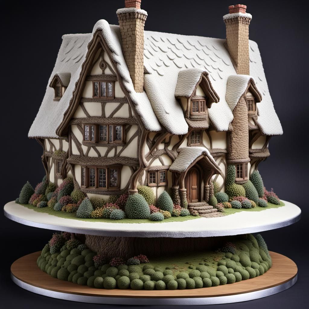 Sculpture Cake Shaped Like David Winter Cottage