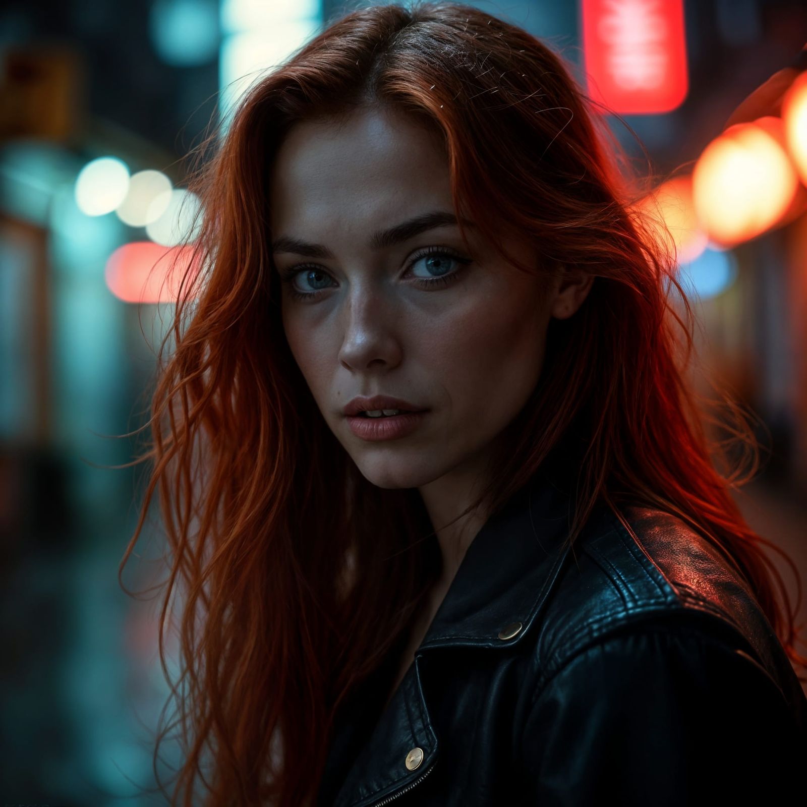 Dramatic Portrait of Woman in Hong Kong Street